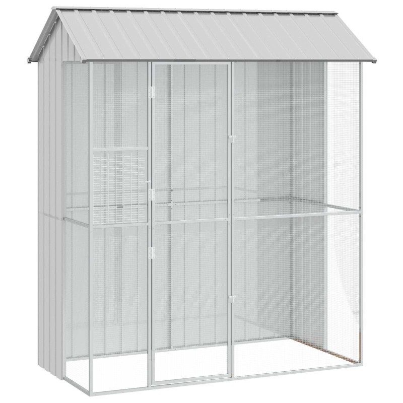 vidaXL Jaula para Aves Gris 215 x 110 x 247 cm Acero Galvanizado