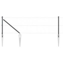 vidaXL Poste de cerca con punta para el suelo 7 uds. Gris
