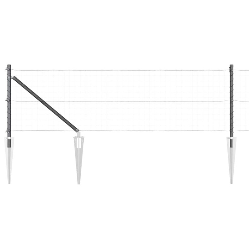 vidaXL Poste de cerca con punta para el suelo 7 uds. Gris