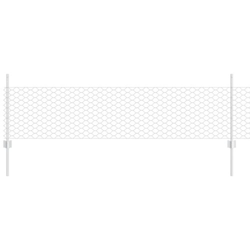 vidaXL Valla hexagonal con poste 10 x 0,5 m Acero Galvanizado Plateado