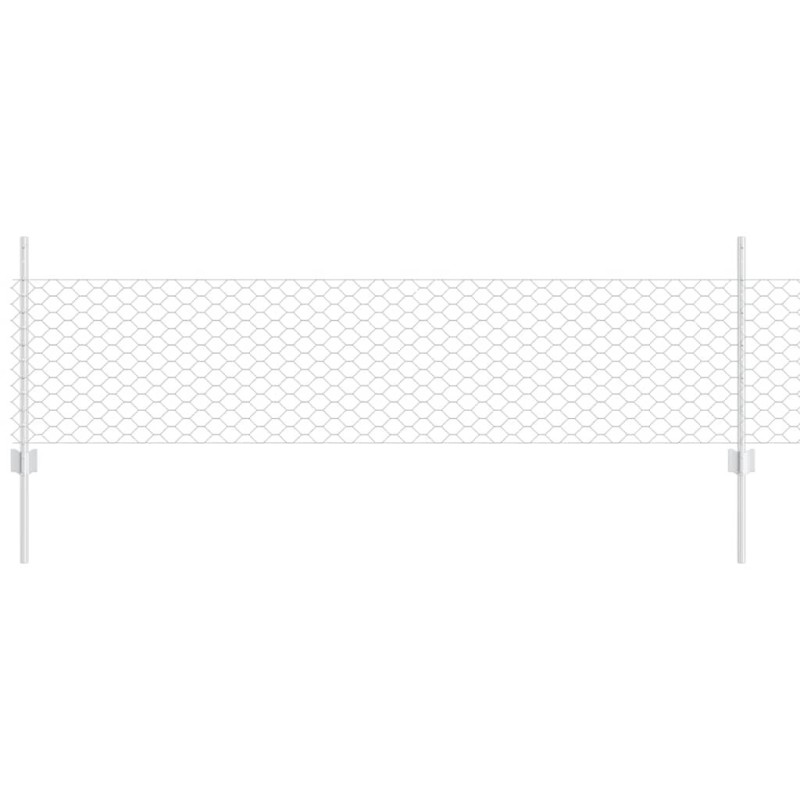 vidaXL Valla hexagonal con poste 10 x 0,5 m Acero Galvanizado Plateado