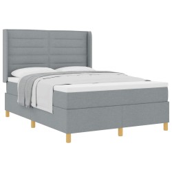 vidaXL Cama tipo Box Spring con colchón Gris Claro 160 x 200 cm tela