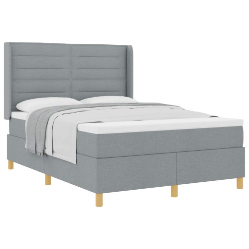 vidaXL Cama tipo Box Spring con colchón Gris Claro 160 x 200 cm tela