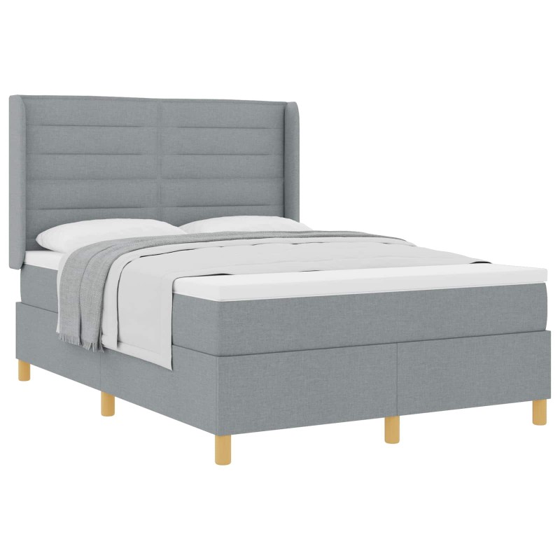 vidaXL Cama tipo Box Spring con colchón Gris Claro 160 x 200 cm tela