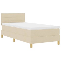 vidaXL Cama Box Spring LED con tiras LED Crema 100 x 200 cm tela