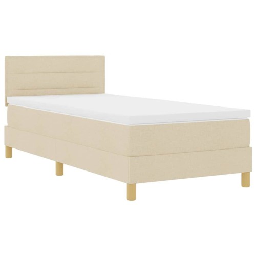 vidaXL Cama Box Spring LED con tiras LED Crema 100 x 200 cm tela
