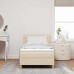 vidaXL Cama Box Spring LED con tiras LED Crema 100 x 200 cm tela