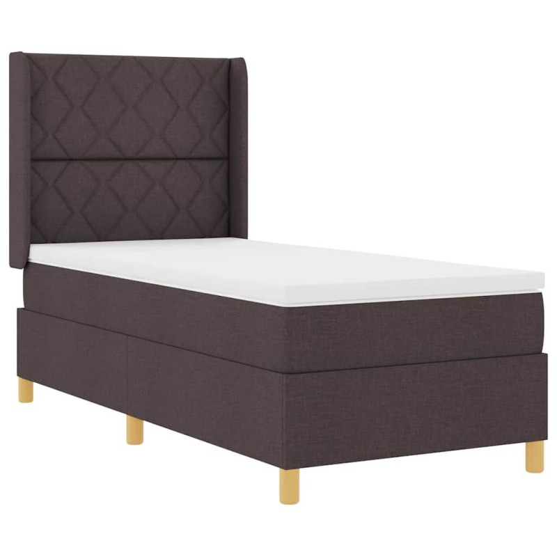 vidaXL Cama tipo Box Spring con tiras LED Marrón 100 x 200 cm tela