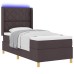 vidaXL Cama tipo Box Spring con tiras LED Marrón 100 x 200 cm tela