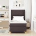 vidaXL Cama tipo Box Spring con tiras LED Marrón 100 x 200 cm tela