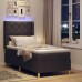 vidaXL Cama tipo Box Spring con tiras LED Marrón 100 x 200 cm tela