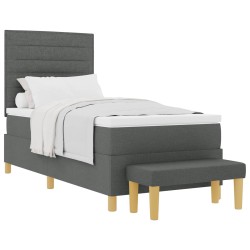 vidaXL Cama tipo Box Spring con cojín Gris oscuro 200 x 90 cm tela