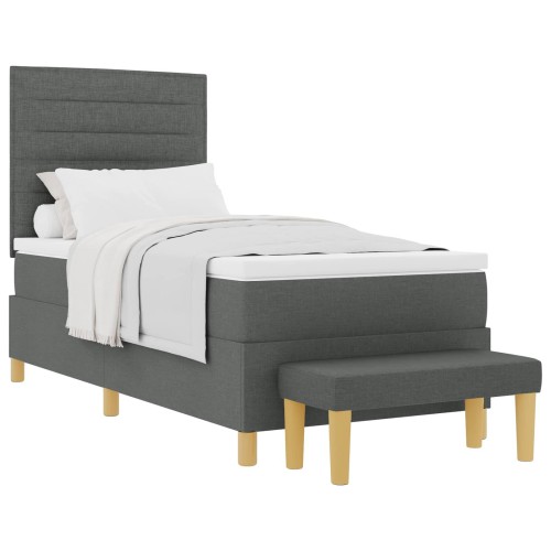vidaXL Cama tipo Box Spring con cojín Gris oscuro 200 x 90 cm tela