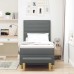 vidaXL Cama tipo Box Spring con cojín Gris oscuro 200 x 90 cm tela