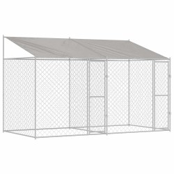 vidaXL Jaula para perro con techo Plateado 400 x 200 x 256 cm