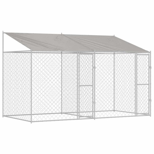 vidaXL Jaula para perro con techo Plateado 400 x 200 x 256 cm