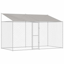 vidaXL Jaula para perro con techo Plateado 400 x 200 x 256 cm