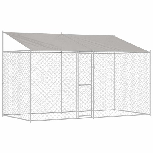 vidaXL Jaula para perro con techo Plateado 400 x 200 x 256 cm