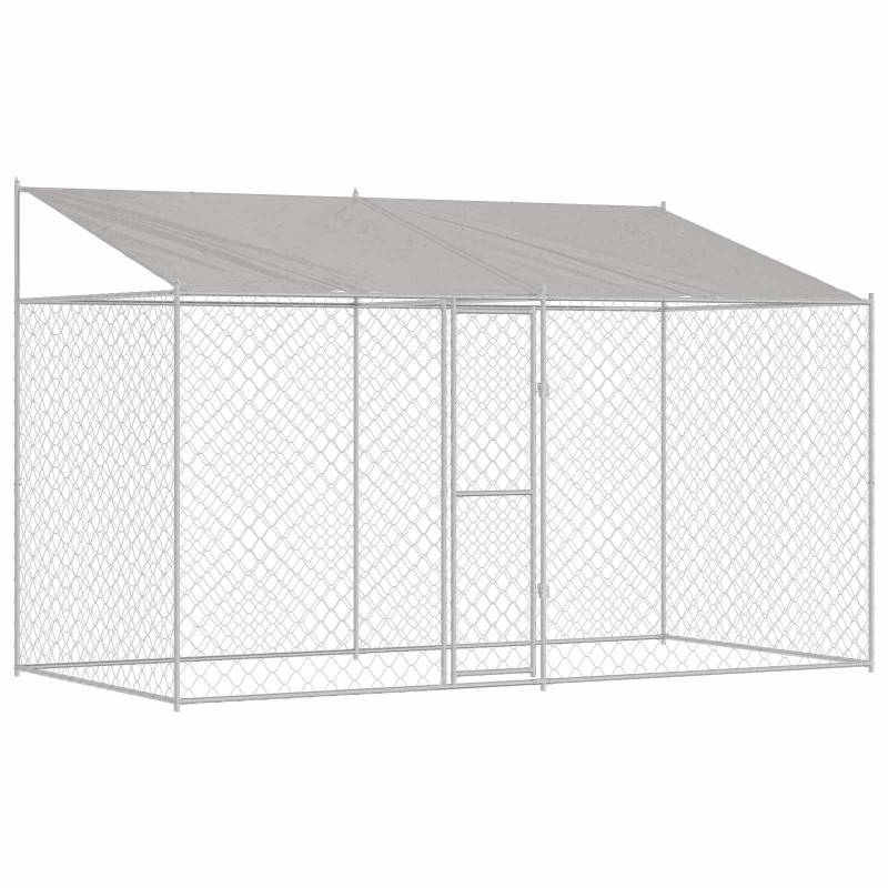 vidaXL Jaula para perro con techo Plateado 400 x 200 x 256 cm