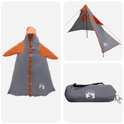vidaXL Poncho de lluvia 2 en 1 con capucha Gris y naranja