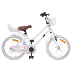 vidaXL Bicicleta Infantil 18 Pulgadas para 5-7 años Blanco