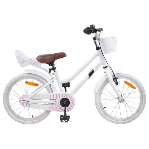 vidaXL Bicicleta Infantil 18 Pulgadas para 5-7 años Blanco