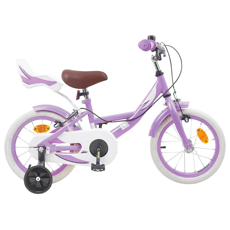 vidaXL Bicicleta Infantil 16 Pulgadas para niños de 4 a 6 años Morado