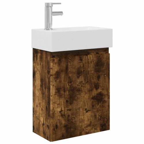 vidaXL Módulo de baño con grifería Roble Ahumado 45,5 x 22,5 x 84 cm