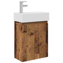 vidaXL Módulo de baño con grifería Madera envejecida