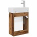 vidaXL Módulo de baño con grifería Madera envejecida