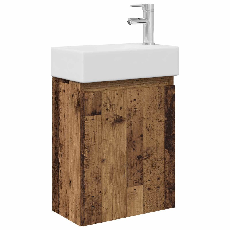 vidaXL Módulo de baño con grifería Madera envejecida