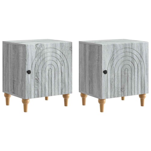vidaXL Armario de Noche 2 uds. Gris Sonoma 43 x 34,5 x 50 cm