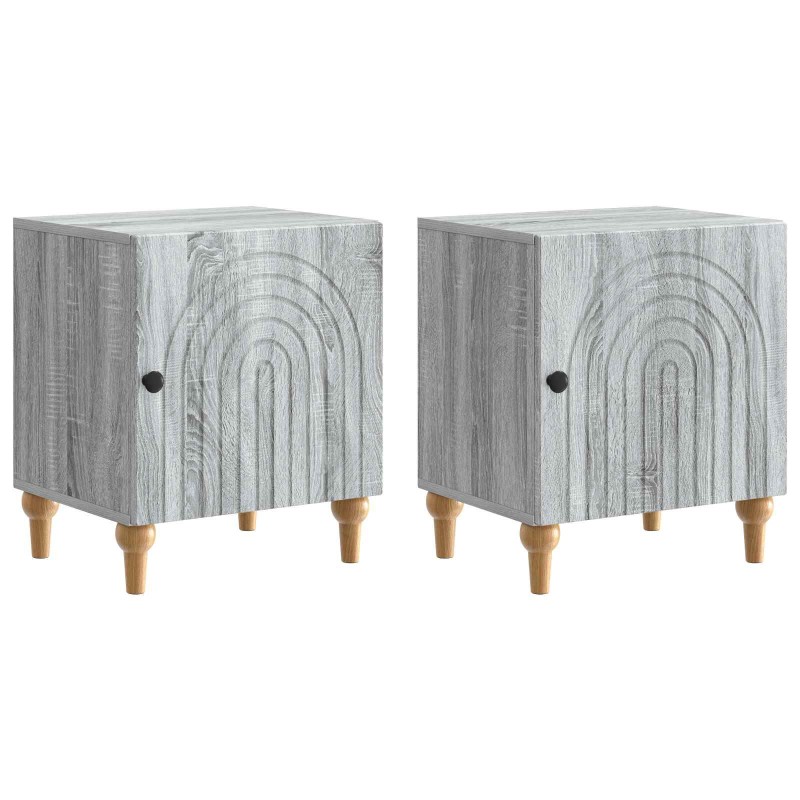 vidaXL Armario de Noche 2 uds. Gris Sonoma 43 x 34,5 x 50 cm