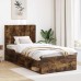 vidaXL Estructura de cama con almacenamiento y cabecero Roble Ahumado