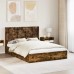 vidaXL Estructura de cama con almacenamiento y cabecero Roble Ahumado