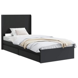 vidaXL Estructura de cama con almacenamiento y cabecero Negro
