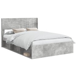 vidaXL Estructura de cama con almacenamiento y cabecero Gris Hormigón