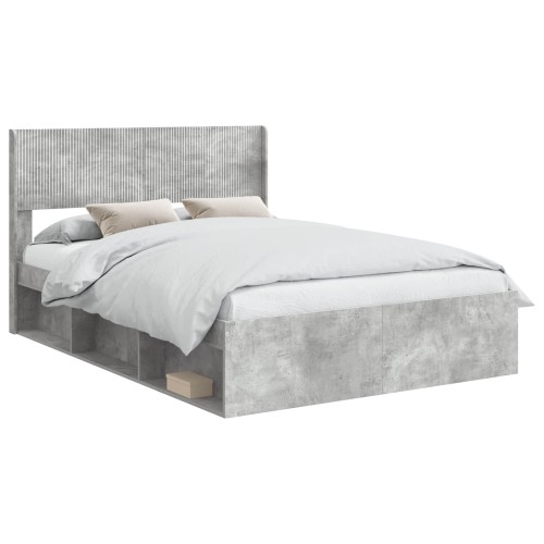 vidaXL Estructura de cama con almacenamiento y cabecero Gris Hormigón