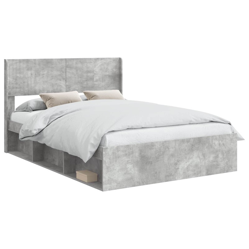 vidaXL Estructura de cama con almacenamiento y cabecero Gris Hormigón