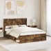 vidaXL Estructura de cama con almacenamiento y cabecero Roble Ahumado