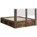 vidaXL Estructura de cama con almacenamiento y cabecero Roble Ahumado
