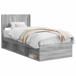 vidaXL Estructura de cama con almacenamiento y cabecero Sonoma gris
