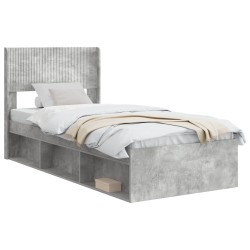 vidaXL Estructura de cama con almacenamiento y cabecero Gris Hormigón