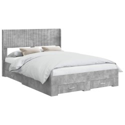 vidaXL Estructura de cama con almacenamiento y cabecero Gris Hormigón
