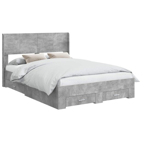 vidaXL Estructura de cama con almacenamiento y cabecero Gris Hormigón
