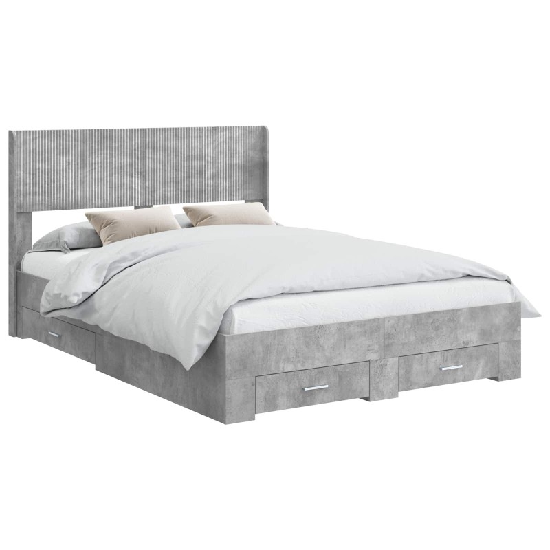 vidaXL Estructura de cama con almacenamiento y cabecero Gris Hormigón