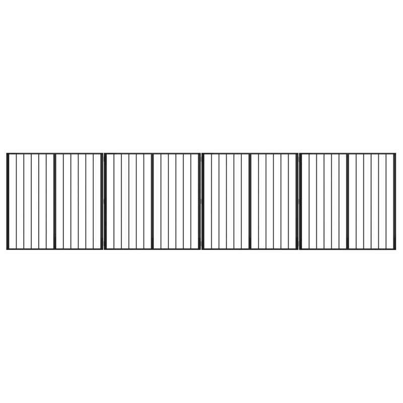 vidaXL Puerta para perros 4 uds. Negro 100 x 100 cm Acero Galvanizado