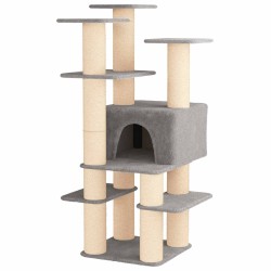 vidaXL Árbol para gatos con postes de sisal Gris Claro 161 cm