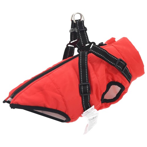 vidaXL Abrigo para Perros Rojo L32 Vellón y poliéster