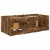 vidaXL Marco de cama loft con armario con puerta 3 uds. Roble Ahumado